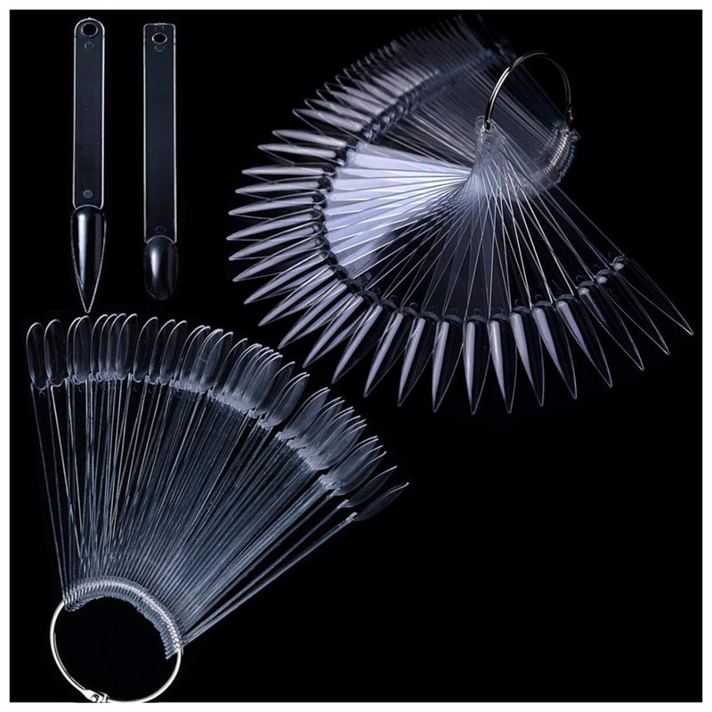 LifexTol Lifextol Nail Swatch Sticks Clear and Natural Nail Color Switches Nail Polish Display Ring Fan Shape Practice Nails Coffin Nail Sample Tips 100pc 