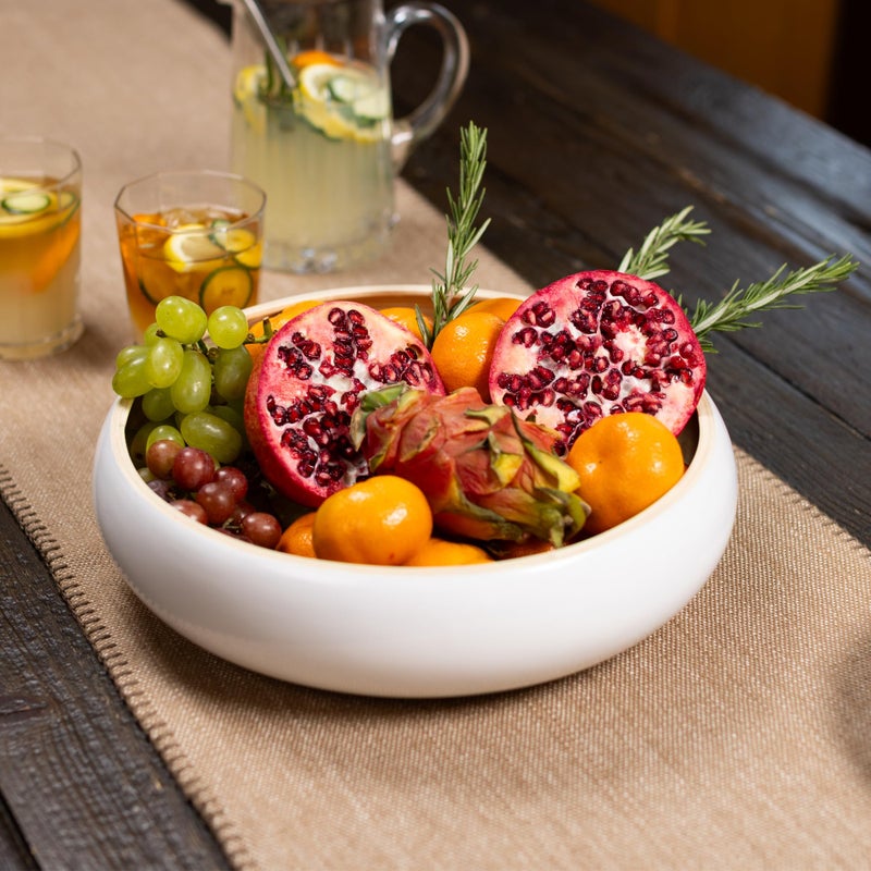 LEXA 12" Handmade White Bamboo Wooden Fruit Bowl for Kitchen Counter - 130 oz Lightweight Large Bamboo Wood Salad Bowl - Image 5