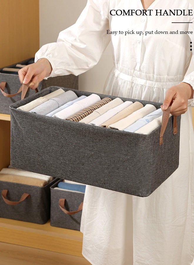 DUNISO 3 قطع قابلة للطي خزانة تخزين منظم صندوق تخزين خزانة قابل للغسل مع مقابض حمل صندوق منظم ألعاب صندوق تخزين مكعب لخزانة الملابس وغرفة النوم والمكتب - Image 5