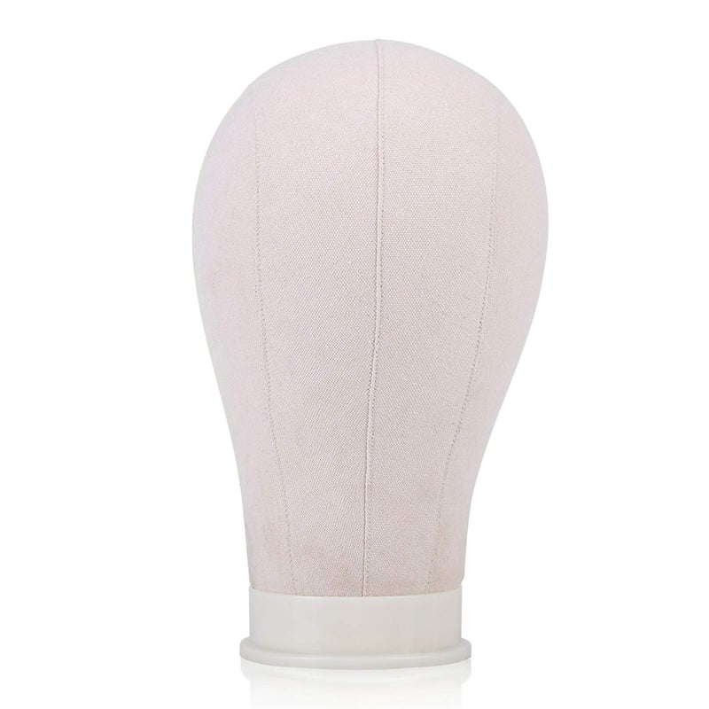 Canvas Wig Display Head, Cork Block Mannequin for Styling, 23 Inch Adjustable for Hair Salons and Wig Makers (23in) - Image 1