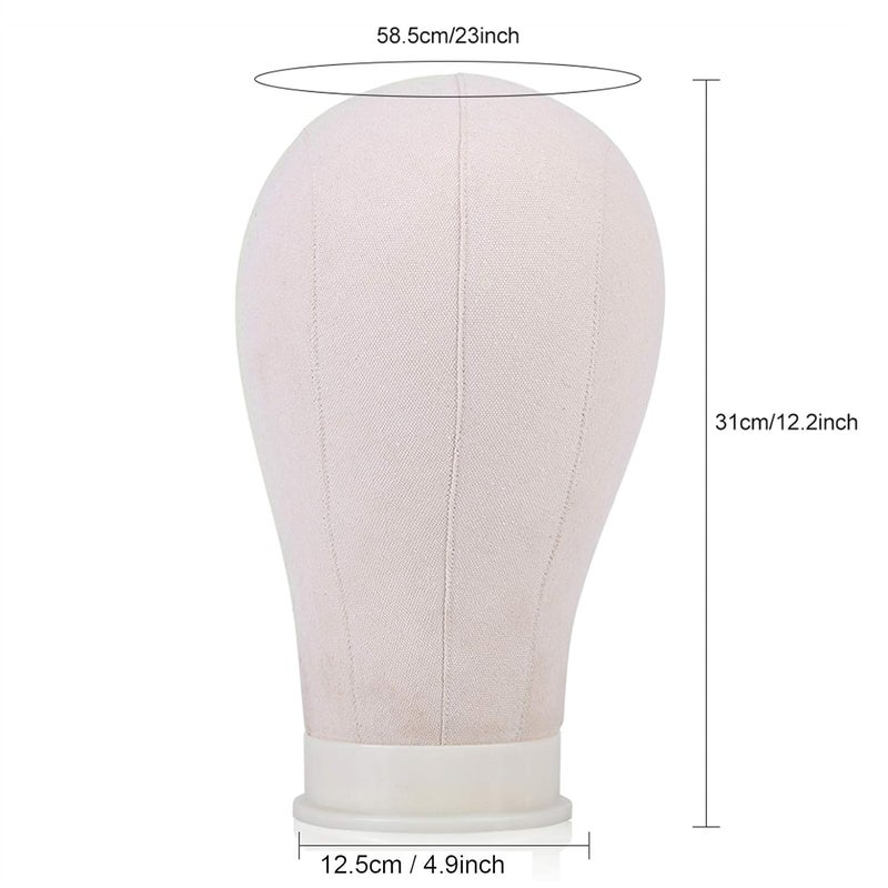 Canvas Wig Display Head, Cork Block Mannequin for Styling, 23 Inch Adjustable for Hair Salons and Wig Makers (23in) - Image 2