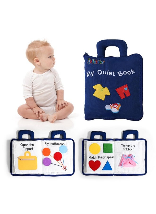 جولي بيبي كتب Baby Soft Busy Books - My Quiet Book، لعبة سفر وتعليم حسي من مونتيسوري، 10 أنشطة تعليمية لمرحلة ما قبل المدرسة للأطفال الصغار من سن 1 إلى 3 سنوات (أزرق)  - Image 1