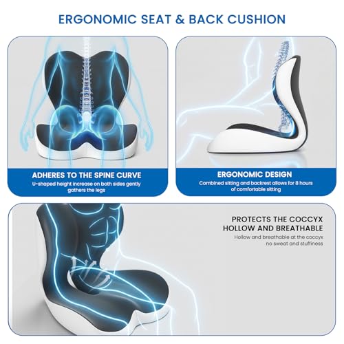 YLSCOO Seat Cushion, Memory Foam Car Seat Cushion with L-Shaped Ergonomic Design, Tailbone Pain & Sciatica Pain Relief Cushion for Office Chair, Car, Truck Drivers, Long Work Sessions and Wheelchair - Image 4