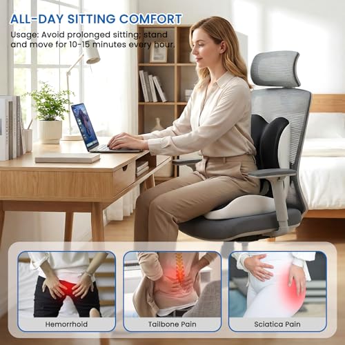 YLSCOO Seat Cushion, Memory Foam Car Seat Cushion with L-Shaped Ergonomic Design, Tailbone Pain & Sciatica Pain Relief Cushion for Office Chair, Car, Truck Drivers, Long Work Sessions and Wheelchair - Image 3