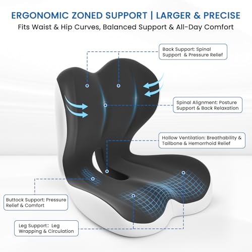 YLSCOO Seat Cushion, Memory Foam Car Seat Cushion with L-Shaped Ergonomic Design, Tailbone Pain & Sciatica Pain Relief Cushion for Office Chair, Car, Truck Drivers, Long Work Sessions and Wheelchair - Image 5