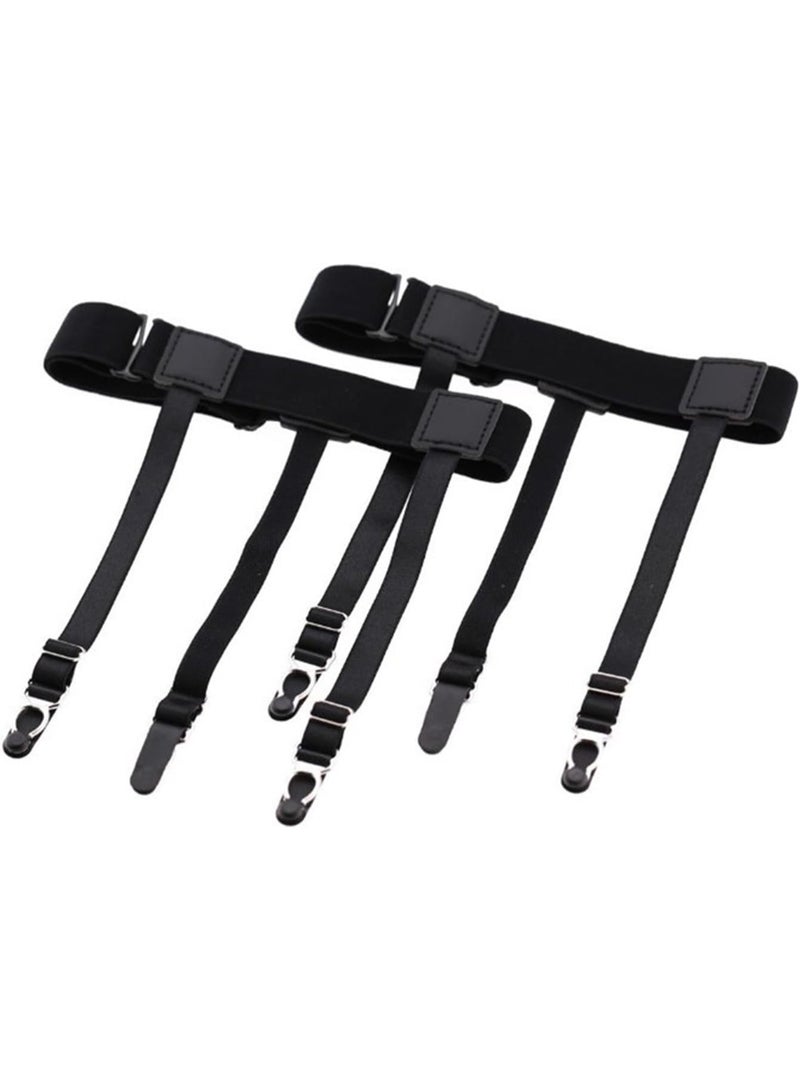 Shirt Stays for Men, Adjustable Elastic Shirt Garters with Non-Slip Clips, Shirt Holders Keep Shirt Tucked In, Shirt Tuckers Suspenders for Military, Police, Business Wear, Black, One size - Image 1