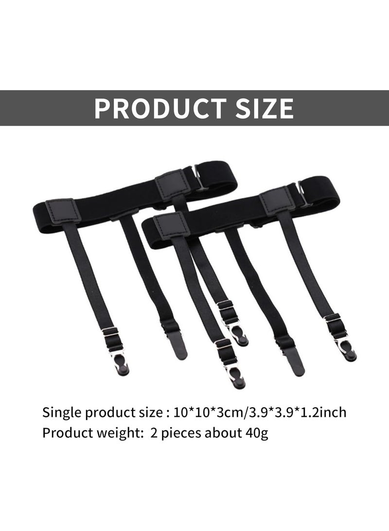 Shirt Stays for Men, Adjustable Elastic Shirt Garters with Non-Slip Clips, Shirt Holders Keep Shirt Tucked In, Shirt Tuckers Suspenders for Military, Police, Business Wear, Black, One size - Image 2