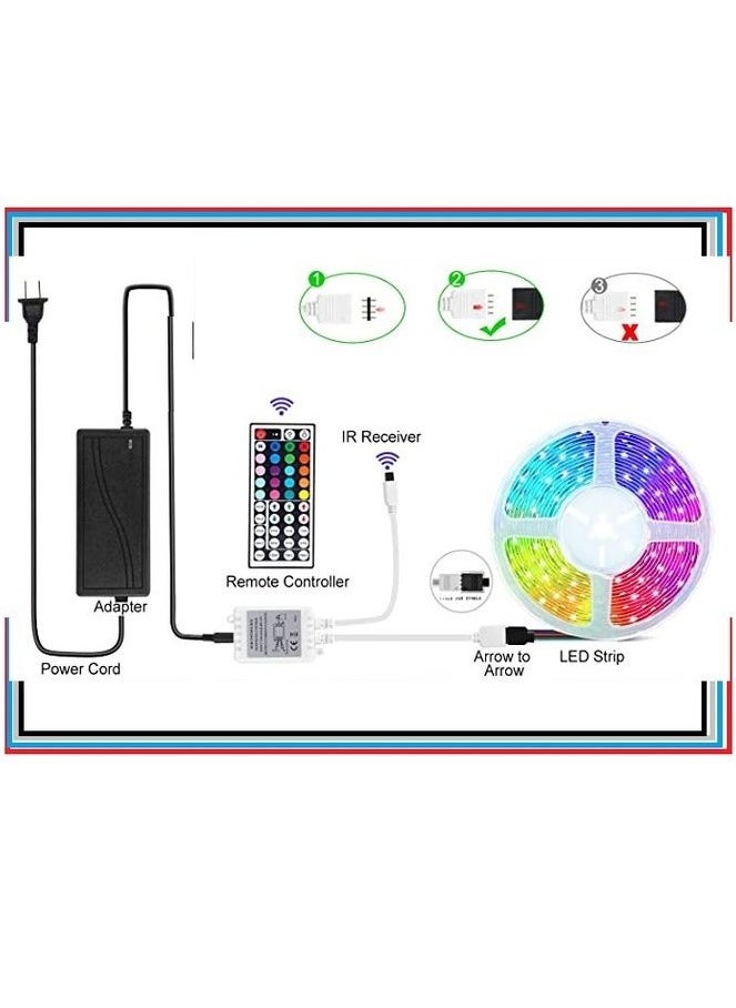 Generic 5050 RGB LED Light Waterproof Flexible Rope Light Strip + 44 Key RGB LED Controller + Power Adapter 12V 5A 60W Outdoor Lighting  - Image 2