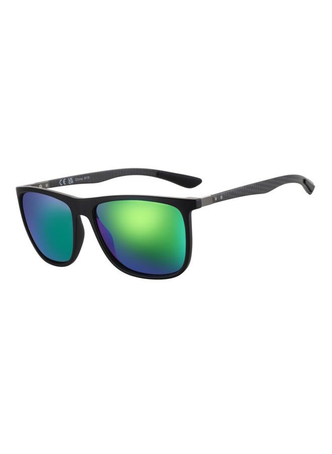 ZENOTTIC Square Polarized Sunglasses for Men Ultralight Carbon Fiber Sun Glasses Driving Fishing Golf Sports UV400 Protection, C15 Black Frame Green Mirrored Lens, Large - Image 1