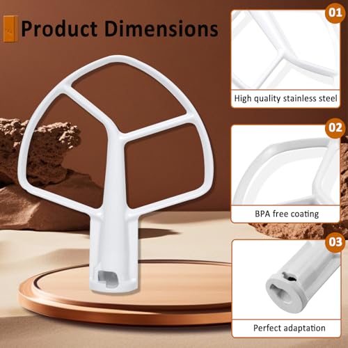 Swess K5AB K5SS Stand Mixer Flat Beater Blade 𝐊𝟓𝐀𝐁 𝐊𝟓𝐒𝐒 for KitchenAid Paddle Attachment 5-QT Coated Flat Beater 9707670 W10807813 PS983355 AP3881259 - Image 4