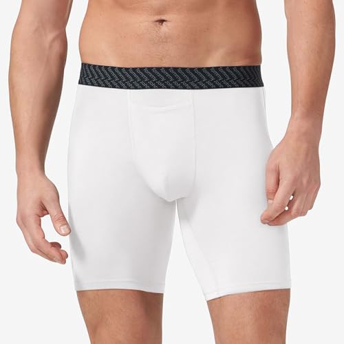 Tommy John Men’s Boxer Brief 8”, Cotton Basics Boxers with Contour Pouch, Soft Naturally Breathable Fabric Mens Underwear for Daily Wear, 2 Pack (White, Large) - Image 2