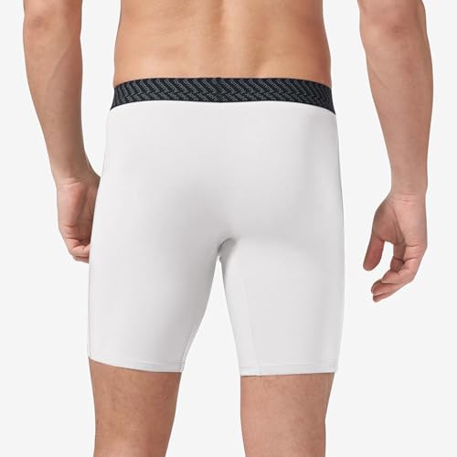 Tommy John Men’s Boxer Brief 8”, Cotton Basics Boxers with Contour Pouch, Soft Naturally Breathable Fabric Mens Underwear for Daily Wear, 2 Pack (White, Large) - Image 3