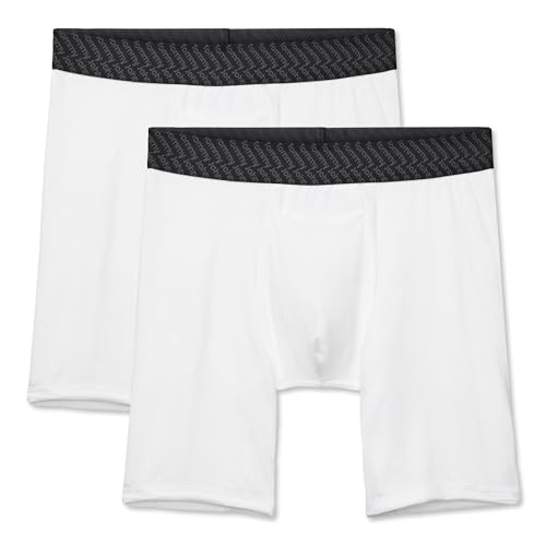 Tommy John Men’s Boxer Brief 8”, Cotton Basics Boxers with Contour Pouch, Soft Naturally Breathable Fabric Mens Underwear for Daily Wear, 2 Pack (White, Large) - Image 1