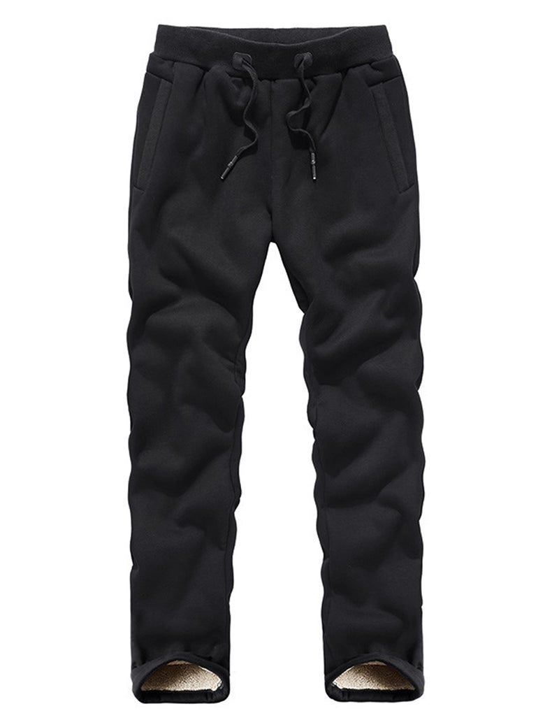 Lentta Men's Casual Winter Warm Sherpa Lined Athletic Jogger Fleece Sweatpants Pantsï¼ˆBlack02-Mï¼‰ - Image 2