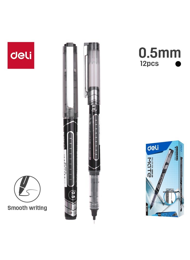 ديلي قلم رولر EQ20220 برأس 0.5مم، 12 قطعة باللون الأسود – مثالي للمكتب والدراسة ومهام الكتابة - Image 1