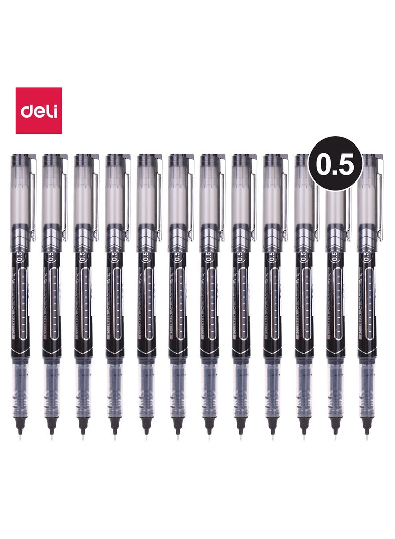 ديلي قلم رولر EQ20220 برأس 0.5مم، 12 قطعة باللون الأسود – مثالي للمكتب والدراسة ومهام الكتابة - Image 2