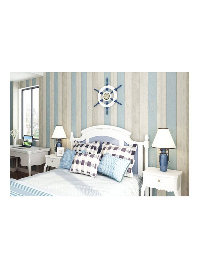 إسكدنيا ملصق جداري تشينغتاي بنمط مخطط أزرق / بيج 5x0.6متر - Image 1