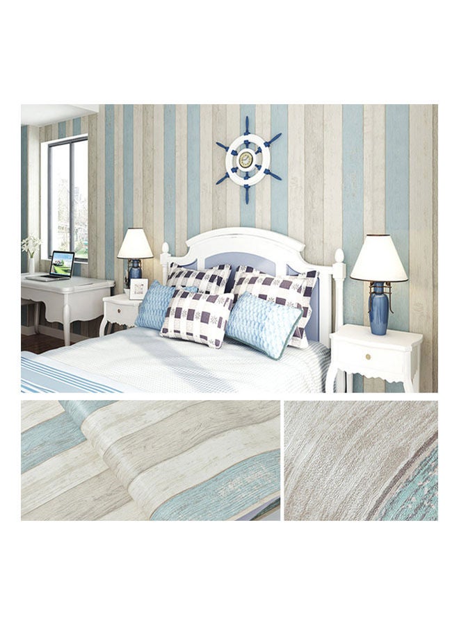 إسكدنيا ملصق جداري تشينغتاي بنمط مخطط أزرق / بيج 5x0.6متر - Image 2