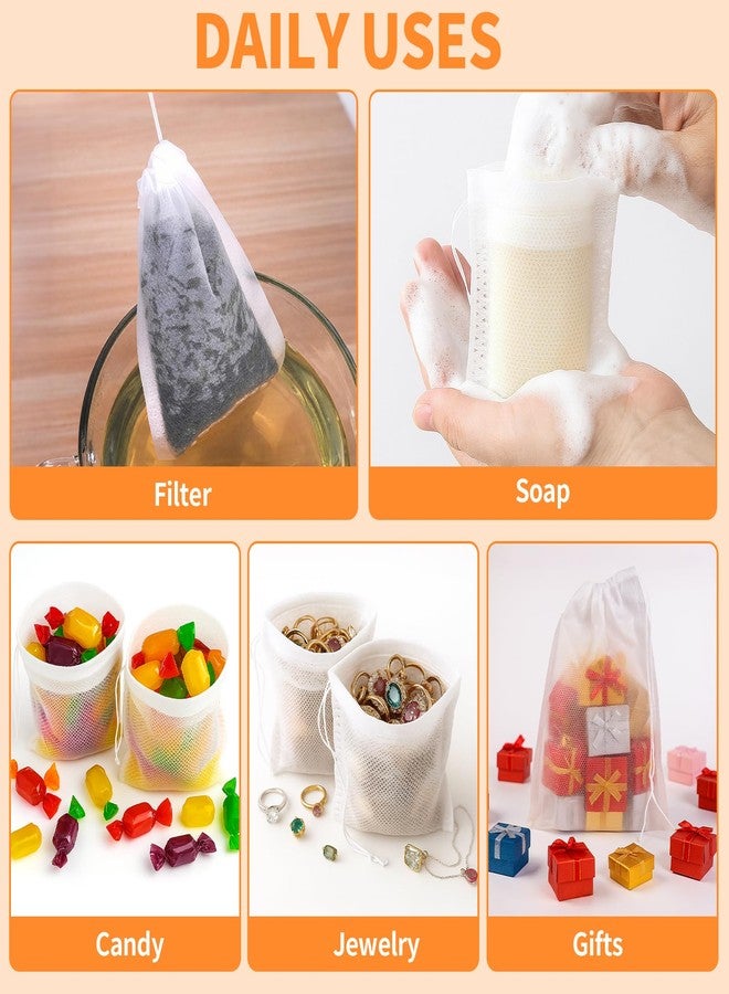 TamBee Large Empty Tea Bags for Loose Leaf Tea Cold Brew Bags Reusable Tea Bag Bath Tea Bags for Tub Tea Sachets Coffee Filter Bags 8" x 10" 200 Pcs - Image 4