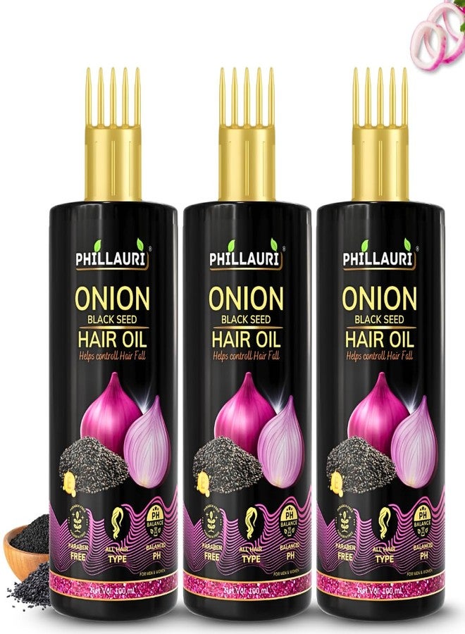 Phillauri زيت البصل للشعر الناعم، زيت للشعر للعناية بالشعر، زيت البصل لتدليك فروة الرأس، زيت لجميع أنواع الشعر - (عبوة من 3 قطع) - Image 1