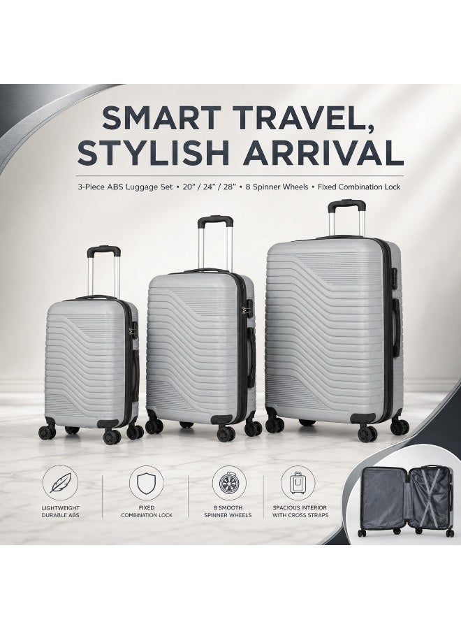 3-Piece Trolley Luggage Set with Spinner Wheels – 20, 24 & 28 Inch Travel Suitcases for Organized Packing - Image 1