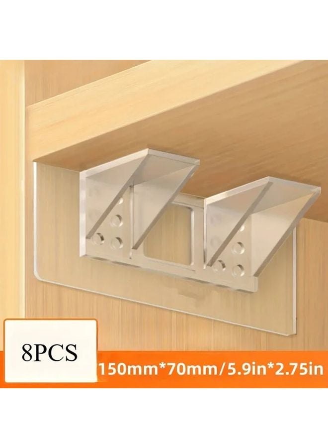 8pcs Transparent Self Adhesive Shelf Support Pegs Cabinet Book Shelves Closet Brackets Helper - Image 1