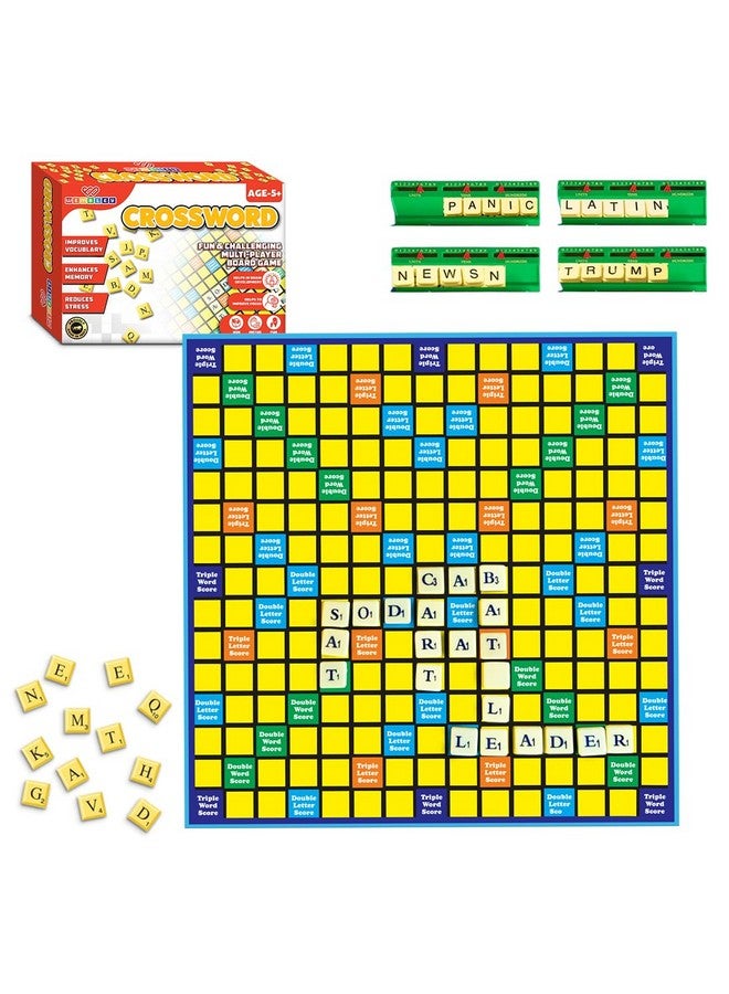 Wembley Crossword Board Game for Kids Adults with 100 Letters English Wordcraft Puzzle Vocabulary Builder Educational Learning Creative Word Builder Game for Upto 4 Players - Image 1