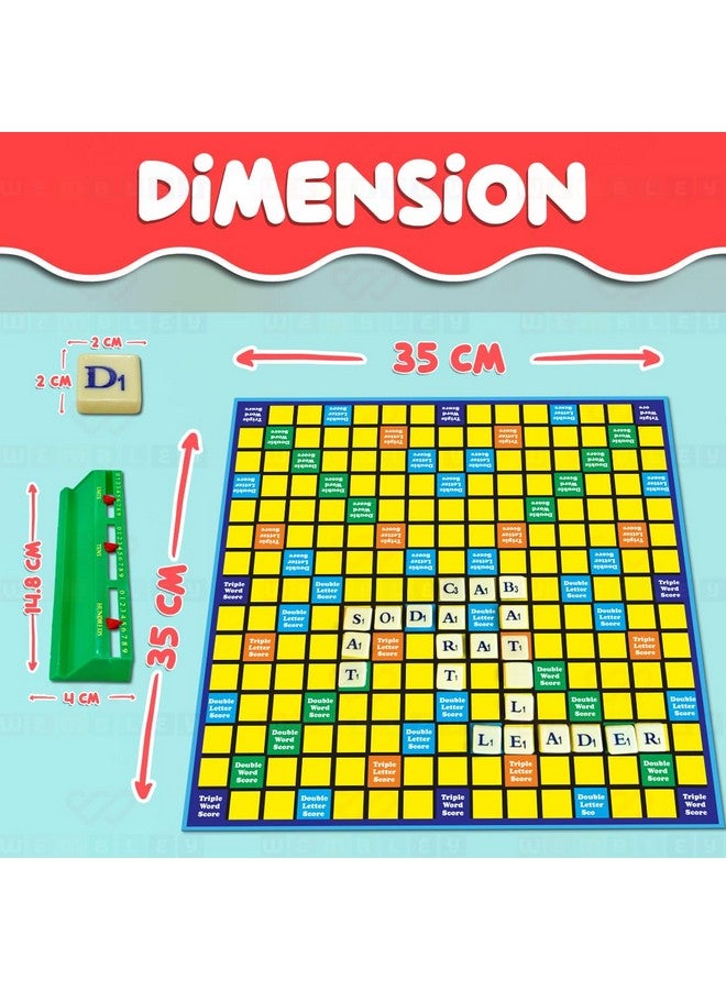 Wembley Crossword Board Game for Kids Adults with 100 Letters English Wordcraft Puzzle Vocabulary Builder Educational Learning Creative Word Builder Game for Upto 4 Players - Image 3