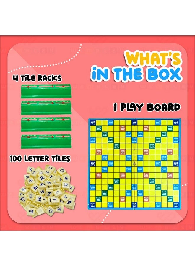 Wembley Crossword Board Game for Kids Adults with 100 Letters English Wordcraft Puzzle Vocabulary Builder Educational Learning Creative Word Builder Game for Upto 4 Players - Image 2