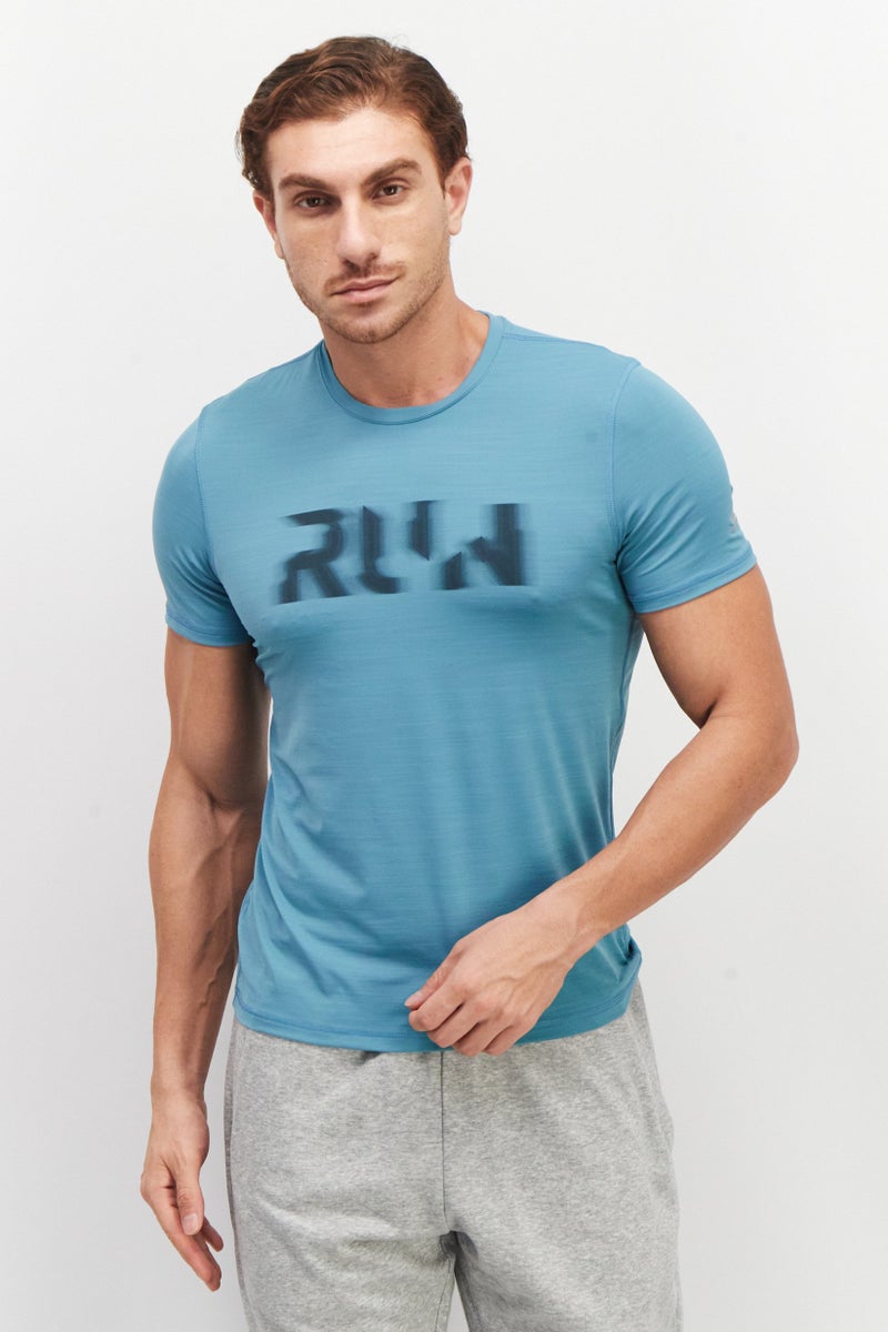 Reebok Men Sportswear Fit Short Sleeve Training T-Shirt, Blue - Image 1