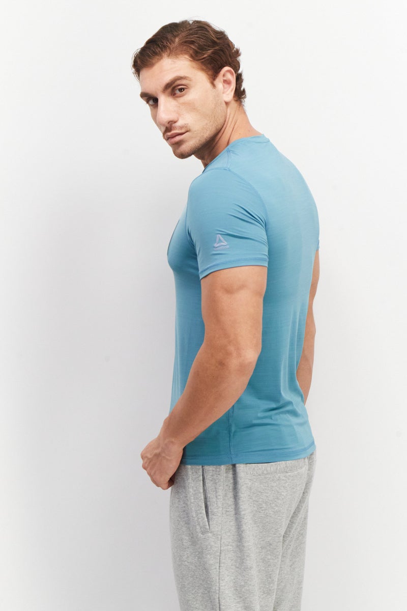 Reebok Men Sportswear Fit Short Sleeve Training T-Shirt, Blue - Image 3