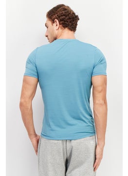 Reebok Men Sportswear Fit Short Sleeve Training T-Shirt, Blue  - Image 4