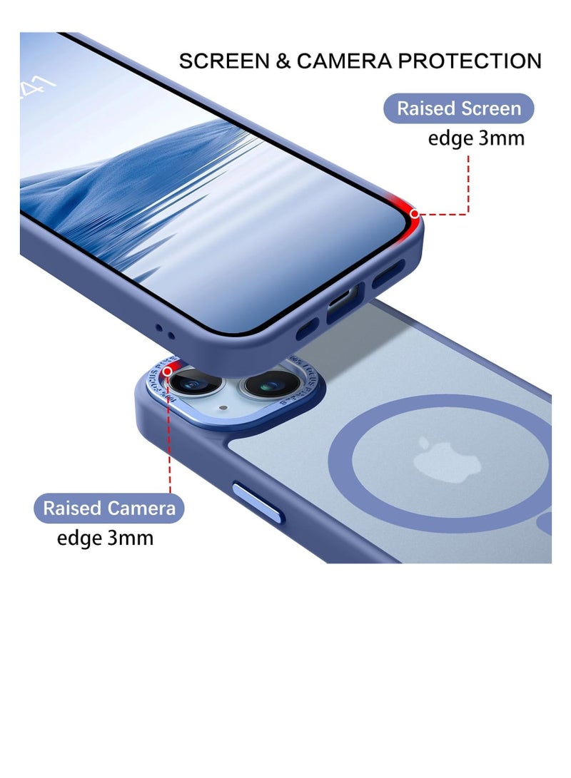 حافظة مغناطيسية لهاتف آيفون آيفون 16 برو 6.3 بوصة حافظة هاتف شفافة غير لامعة رفيعة مقاومة للصدمات ومضادة للأصفر للنساء والرجال والفتيات والأولاد غطاء واقٍ (أزرق سييرا) - Image 2