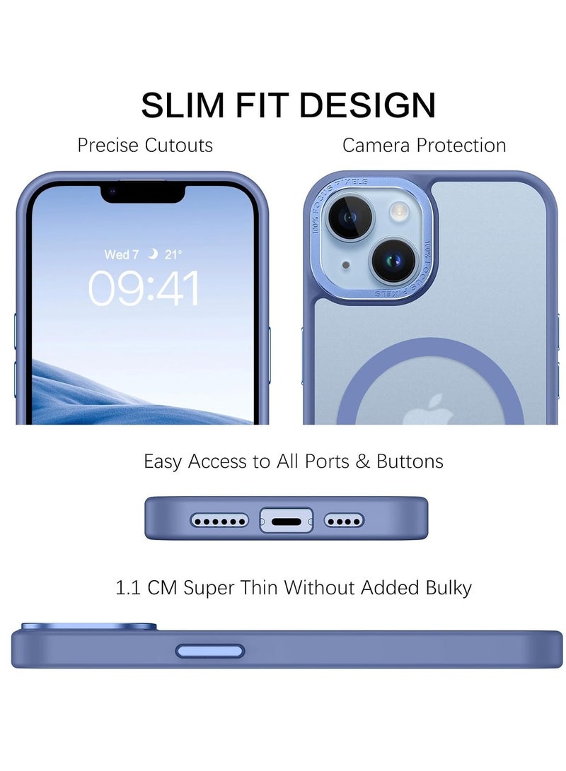 حافظة مغناطيسية لهاتف آيفون آيفون 16 برو 6.3 بوصة حافظة هاتف شفافة غير لامعة رفيعة مقاومة للصدمات ومضادة للأصفر للنساء والرجال والفتيات والأولاد غطاء واقٍ (أزرق سييرا) - Image 5