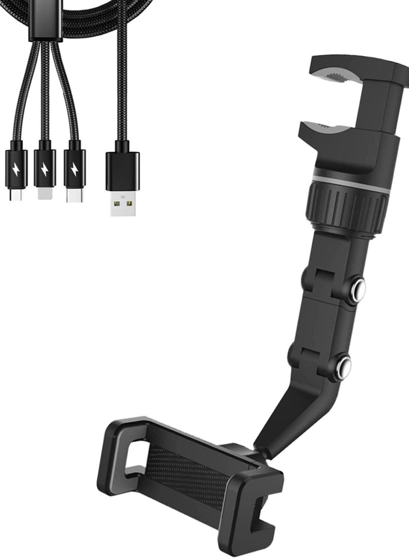 New 360° Rearview Mirror Phone Holder for Car ,Multifunctional Mount Phone and GPS Holder ,Putcom 360 Car Rearview Mirror Mount Stand Holder - Image 1