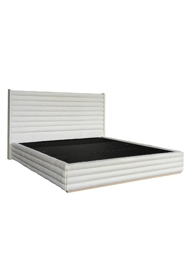 DANUBE HOME Brita 150X200 Upholstered Queen Bed Sturdy Modern Design Wooden Double Bed Frame Furniture Quiet And Comfortable Beds L173.2Xw217Xh120Cm - Off White/Beige - Image 1