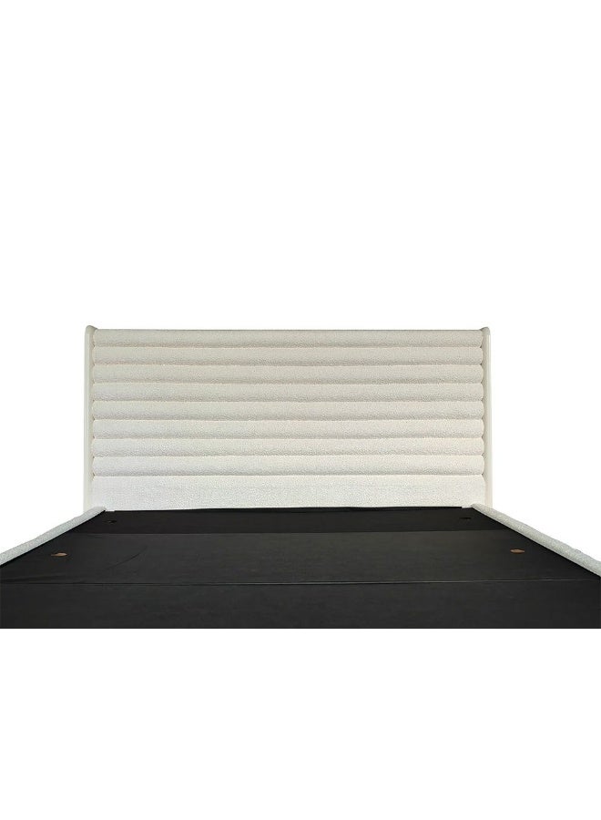 DANUBE HOME Brita 150X200 Upholstered Queen Bed Sturdy Modern Design Wooden Double Bed Frame Furniture Quiet And Comfortable Beds L173.2Xw217Xh120Cm - Off White/Beige - Image 3