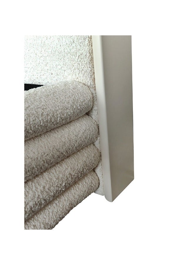 DANUBE HOME Brita 150X200 Upholstered Queen Bed Sturdy Modern Design Wooden Double Bed Frame Furniture Quiet And Comfortable Beds L173.2Xw217Xh120Cm - Off White/Beige - Image 4