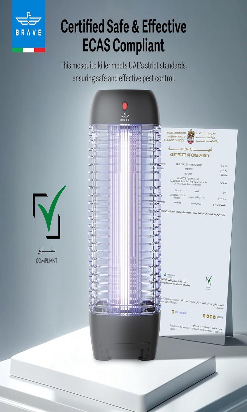 Brave Powerful High Power Electric Bug Zapper with UV Light - Mosquito Killer, Insect Killer, Fly Trap, Mosquito Lamp, Mosquito Trap - 10W & 1800V Power Supply - Smart Pest Control Device for Indoor & Outdoor Use of Home, Patio, Garden, Kitchen, Office and Camping - Safe, Eco-Friendly, Durable, Silent - 24/7 Protection (Black) - Image 2