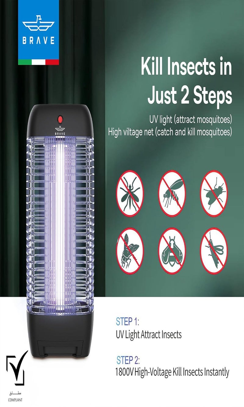 Brave Powerful High Power Electric Bug Zapper with UV Light - Mosquito Killer, Insect Killer, Fly Trap, Mosquito Lamp, Mosquito Trap - 10W & 1800V Power Supply - Smart Pest Control Device for Indoor & Outdoor Use of Home, Patio, Garden, Kitchen, Office and Camping - Safe, Eco-Friendly, Durable, Silent - 24/7 Protection (Black) - Image 4