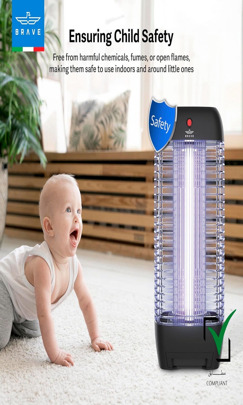 Brave Powerful High Power Electric Bug Zapper with UV Light - Mosquito Killer, Insect Killer, Fly Trap, Mosquito Lamp, Mosquito Trap - 10W & 1800V Power Supply - Smart Pest Control Device for Indoor & Outdoor Use of Home, Patio, Garden, Kitchen, Office and Camping - Safe, Eco-Friendly, Durable, Silent - 24/7 Protection (Black) - Image 5