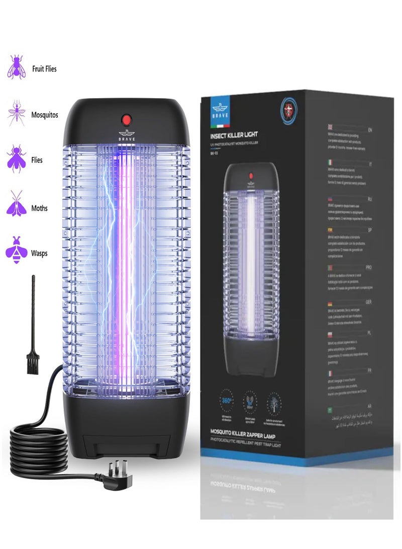 بريف مصيدة حشرات كهربائية قوية عالية الطاقة مع ضوء UV – قاتل البعوض، قاتل الحشرات، مصيدة ذباب، مصباح كهربائي للبعوض، فخ للبعوض – بقوة 10 واط وشبكة كهربائية 1800 فولت – جهاز ذكي لمكافحة الحشرات للاستخدام الداخلي والخارجي للمنزل، الفناء، الحديقة، المطبخ، المكتب والتخييم – آمن، صديق للبيئة، متين، صامت – حماية على مدار الساعة (أسود) - Image 1