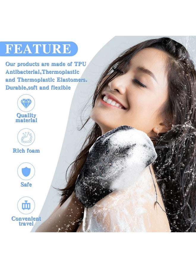 Vesici 2 Pcs Honeycomb Bath Mitt Exfoliating Glove Set Honeycomb Face And Body Scrubber Exfoliating Shower Mitt Sponges For Cleaning Body Skin Shower Beauty Spa (Black)  - Image 4