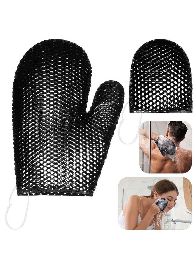 Vesici 2 Pcs Honeycomb Bath Mitt Exfoliating Glove Set Honeycomb Face And Body Scrubber Exfoliating Shower Mitt Sponges For Cleaning Body Skin Shower Beauty Spa (Black)  - Image 1
