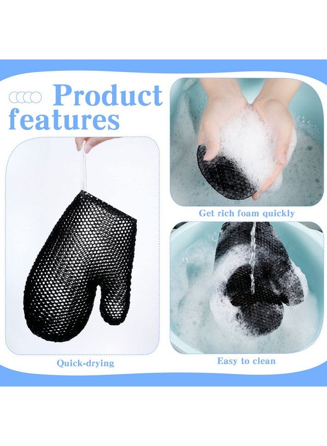 Vesici 2 Pcs Honeycomb Bath Mitt Exfoliating Glove Set Honeycomb Face And Body Scrubber Exfoliating Shower Mitt Sponges For Cleaning Body Skin Shower Beauty Spa (Black)  - Image 5