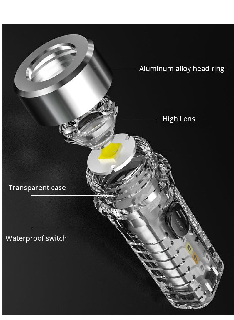 LED Flashlight Clip Mini Torch Pen Light,TyPE-C multifunctional red and blue flash fluorescent,Portable Pocket EDC Flash Light for Daily Using,Backpacking,Camping,and Hiking - Image 3