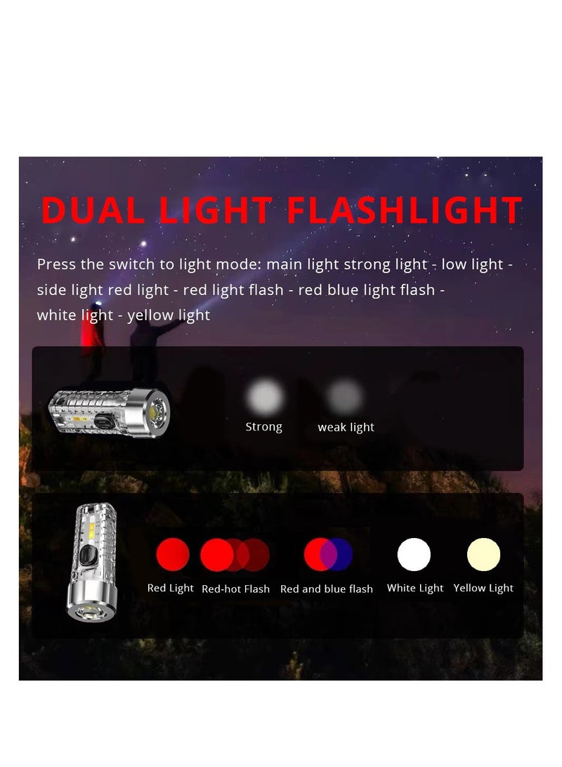 LED Flashlight Clip Mini Torch Pen Light,TyPE-C multifunctional red and blue flash fluorescent,Portable Pocket EDC Flash Light for Daily Using,Backpacking,Camping,and Hiking - Image 5