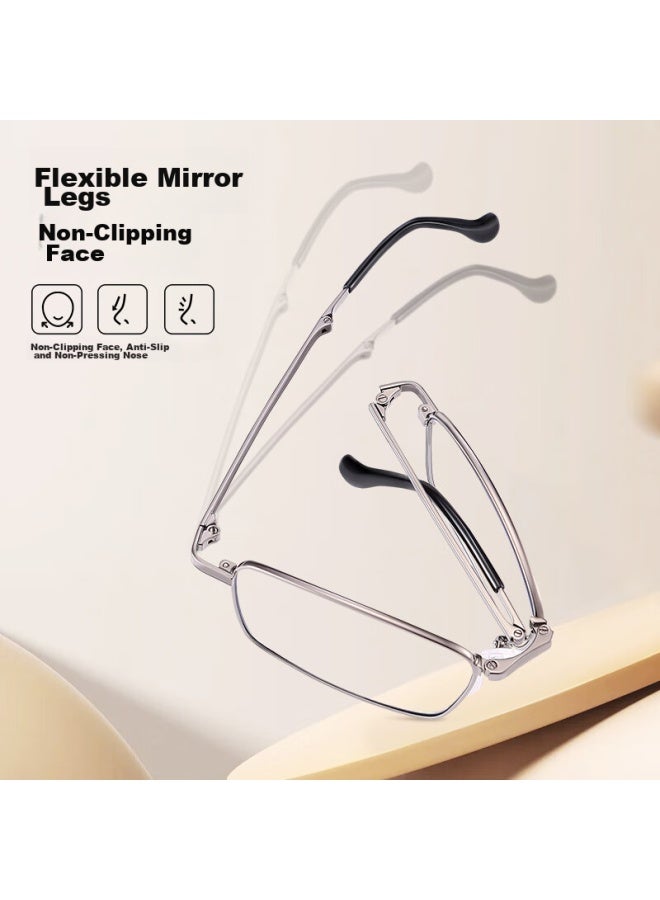 Pulais Reading Gl For Men And Women, Imported High-definition Anti-blue Light Foldable Portable Reading Gl 10001 Gunmetal 250 Degrees - Image 4