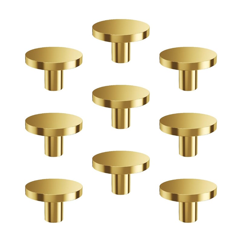 LAPO 9 Pack Premium Cabinet Knobs Drawer Pulls Button Knobs for Dresser Drawers Drawer Knobs Handle Kitchen Knobs PVD Gold Finish Pack of 9