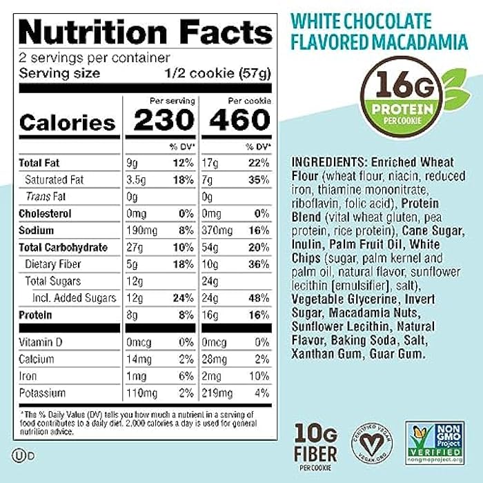 LENNY & LARRY'S Lenny and Larry's The Complete Cookie, White Chocolate Macadamia, 4 Ounce (Pack of 12) - Image 2
